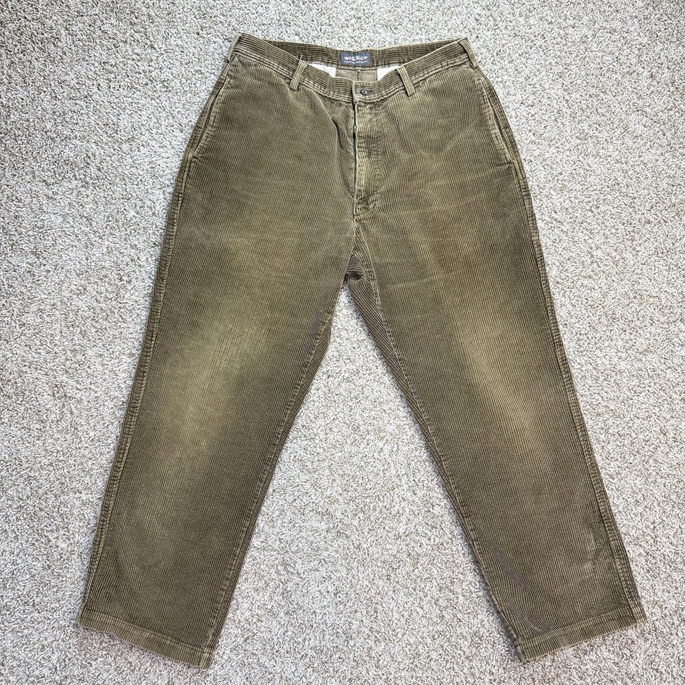 VTG Y2K Woolrich Mens 34x30 Dark Loden Corduroy Pants 100% Cotton Straight 1516